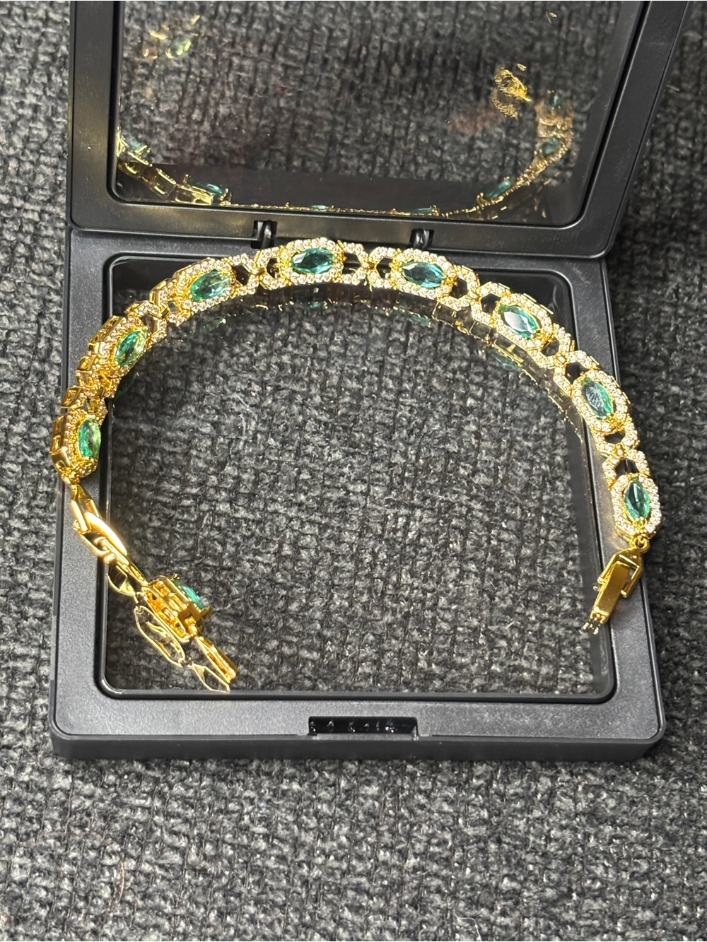 Gold Bracelet with Green Crystal  Women's Jewelry